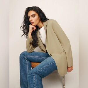 Reformation The Classic Relaxed Blazer- Light Khaki